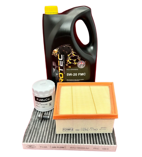 Genuine Ford Fiesta Ecoboost 1.0 Oil, Air, Pollen, & OEM 5W20 Oil Service Kit