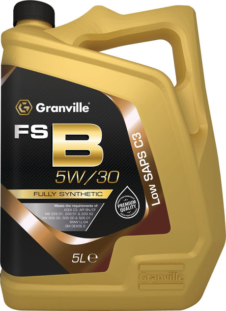 Car Engine Oil Granville FS-B SAE 5W30 C3 Fully Synthetic Low Saps 5L 5 Litre