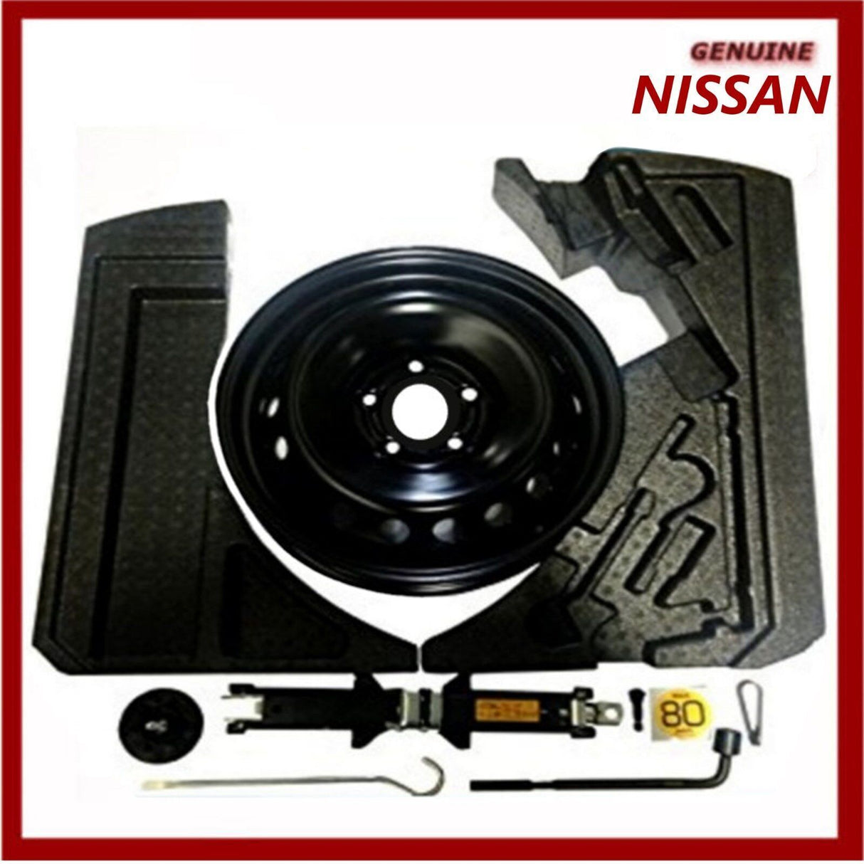 Genuine Nissan Qashqai J11 Space Saver Spare Wheel, Fixing Kit & Foam Spacers 