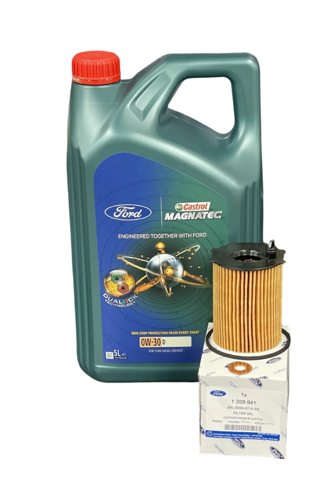Genuine Ford Fiesta Focus Mondeo B & C Max Ka etc 1.5L TDCi Oil Filter & 5L Oil