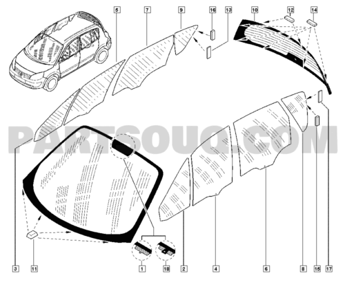 Genuine Renault Drivers Side Rear Window Quarter Dark Tinted New