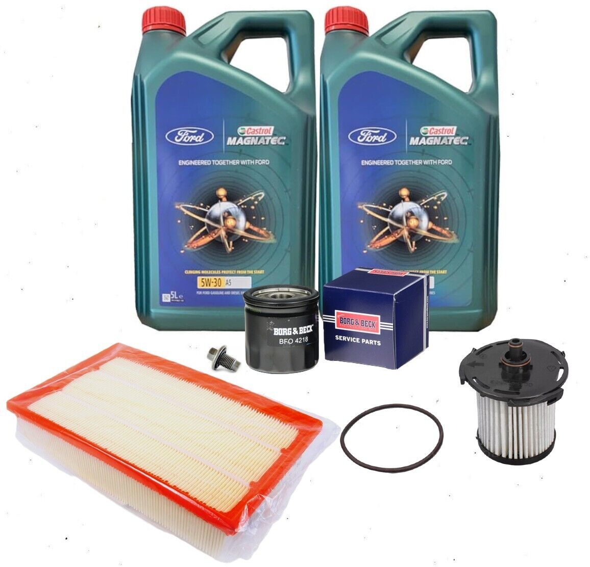 Fits: Ford Transit MK8 2.2L Service Kit Inc Genuine 5w30 Castrol Magnatec Oil