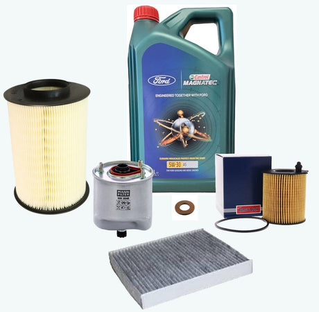 Ford Focus Mk3 1.6 TDCi Service Kit Oil Air Cabin Diesel Filter & Castrol Oil