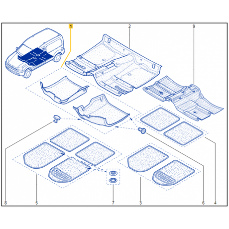 Fits Genuine Renault Kangoo Mk1 & Nissan Kubistar Front Underfloor Carpet