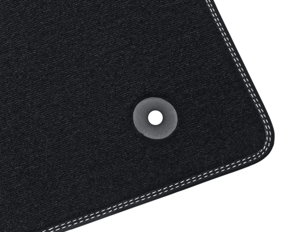 Genuine Velour Floor Mats front, black with Metal Grey stitching - 2814716