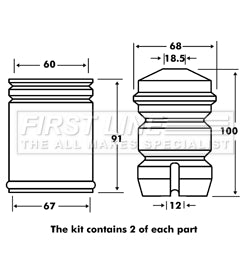 First Line - STRUT PROTECTION KIT - FPK7018 - Fits: BMW 5 E34
