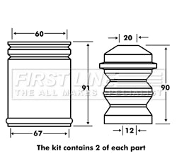 First Line - STRUT PROTECTION KIT - FPK7025 - Fits: BMW 5 E39 ST