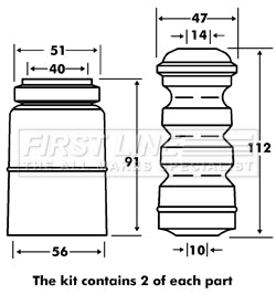 First Line - STRUT PROTECTION KIT - FPK7089 - Fits: Seat Cordoba / VW Polo