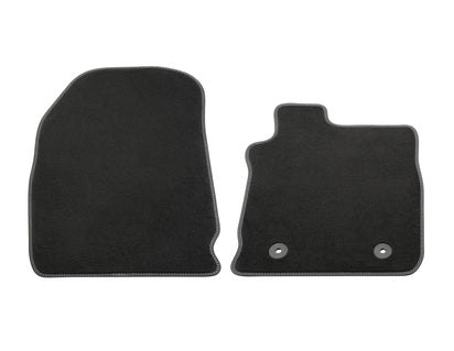 Genuine Velour Floor Mats front, black with metal grey double stitching - 2554825