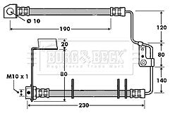 Borg & Beck - BRAKE HOSE - BBH7416 - Fits: Chry PT Cruiser1.6,2.0,2.2,2.4